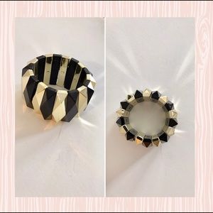 Gold and black elastic band bracelet